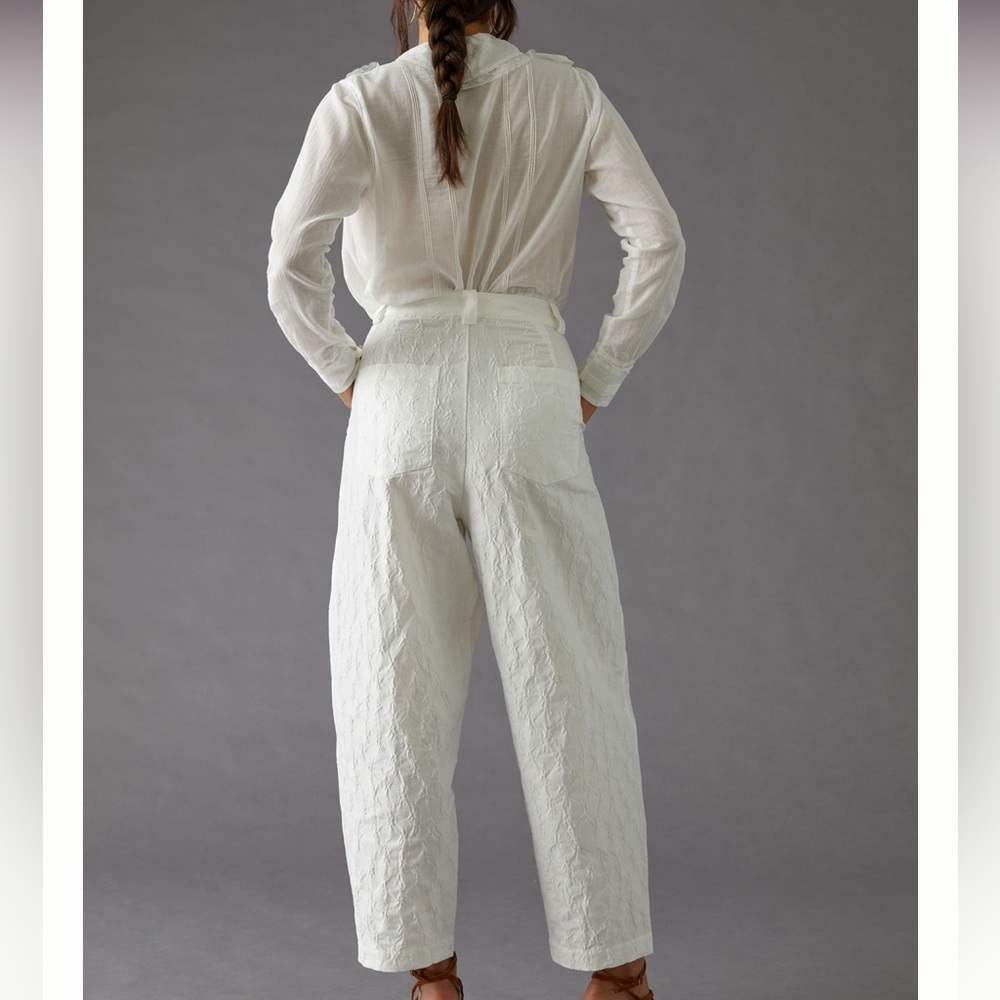 NWT Anthropologie Stella Nova Jill pants textured jacquard trouser barrel leg - Picture 5 of 11